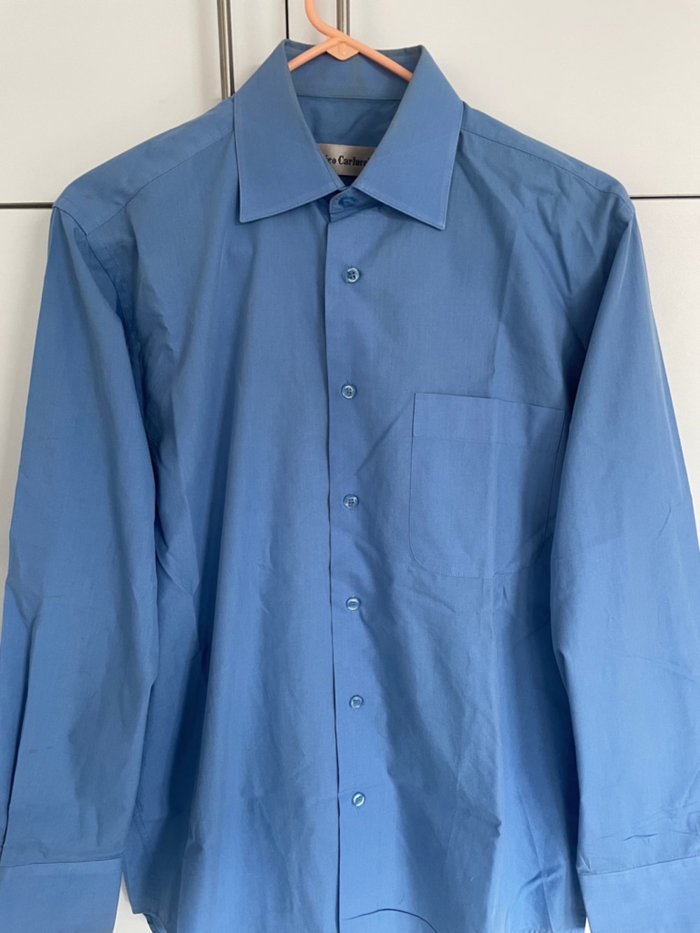 Enrico Carlucci Men Dress Shirt Long Sleeve Pocket Size 15/R PTP 22